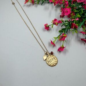 Lucky You Signed Vintage Gold Hope Pendant Necklace with Crystal Accent